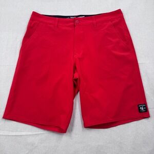Vans Vanphibian Hybrid Board Shorts Mens 36 Red Stretch Swim Trunks Surf Walks